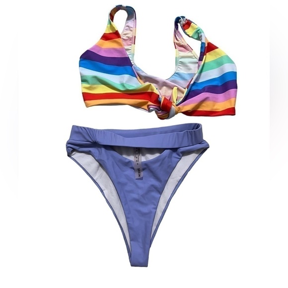 Beach Joy Rainbow Front Knot Bikini Top - Picture 11 of 11